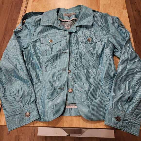 Emil Rutenberg Teal Metalic Jacket Vintage Pockets - Picture 1 of 10